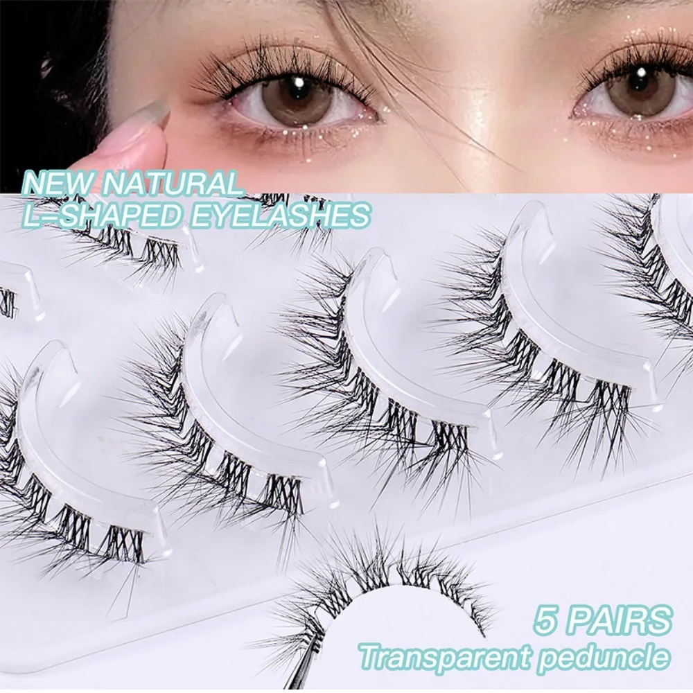 

Clear Band Fiber Women Beauty Handmade Eye Extension L-shape False Eyelashes Long Eye Lashes