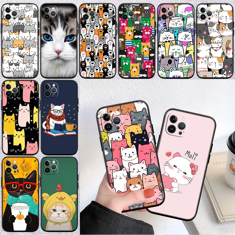 Adorable Cat Cartoon Phone Case - Whimsical Feline Design Protector