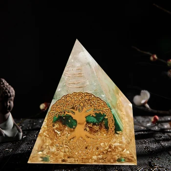 Orgonite Seven Chakra Energy Pyramid Aura Divination Supplies Yoga Meditation Ornaments Resin Craft EMF Protection Lucky Stone 6