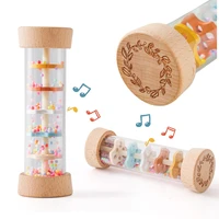Montessori Baby Rain Stick Rainbow Hourglass Rain Music Rattle Baby Educational Toy Rainmaker Montessori Sensory Toys for Kids 1