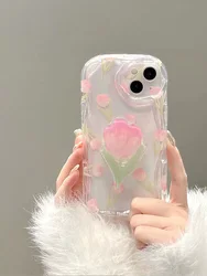 Tulip Print Wave Grip Holder Phone Case with Enhanced Protection for Realme 6 6S (1)