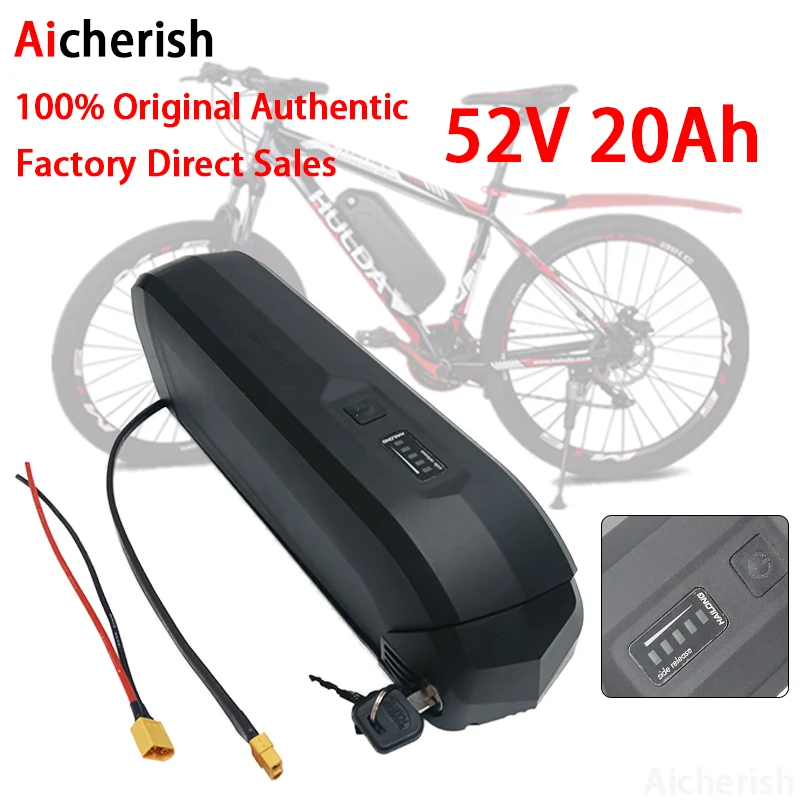 

Aicherish New 52V 20Ah 30Ah 40Ah Hailong 18650 Cells Pack E-bike Battery Powerful Electric Bicycle Lithium Battery USB Port+XT60