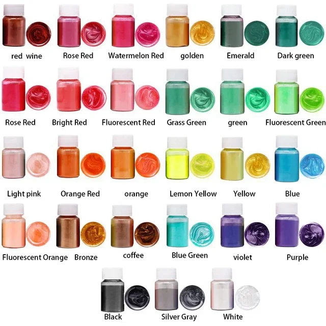24 Colors 15g Mica Pearl Powder for Epoxy Resin, Soap, Candle, and Jewelry Crafting – Natural Pigment Dye for DIY Projects
