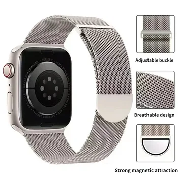 Megnetic strap For Apple watch 9 8 7 41 45mm Ultra 2 49mm Men's Women's Metal Breathable Band For iWatch 6543SE 44 40 42mm Belt 2