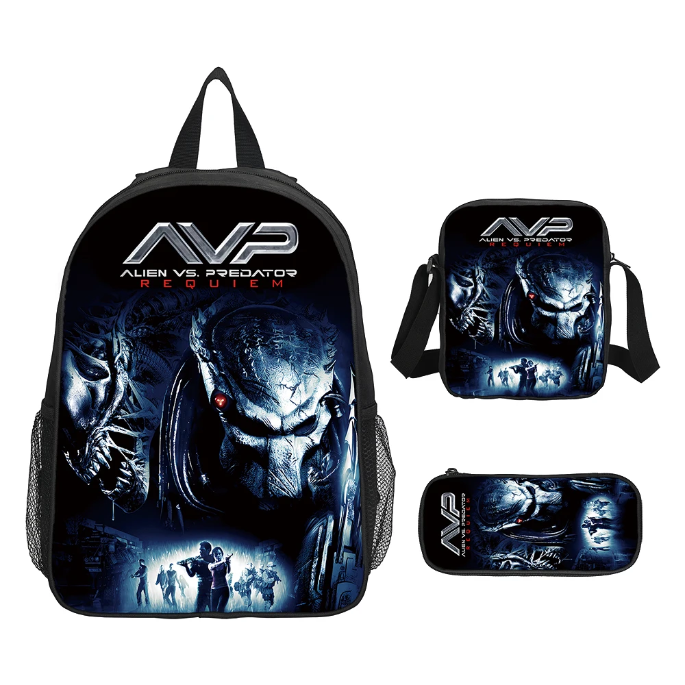 Alienss VS Predator Child School Backpack Shoulder Bags Pencil Case Book Bags For Grades1-3 Students Backpack 3