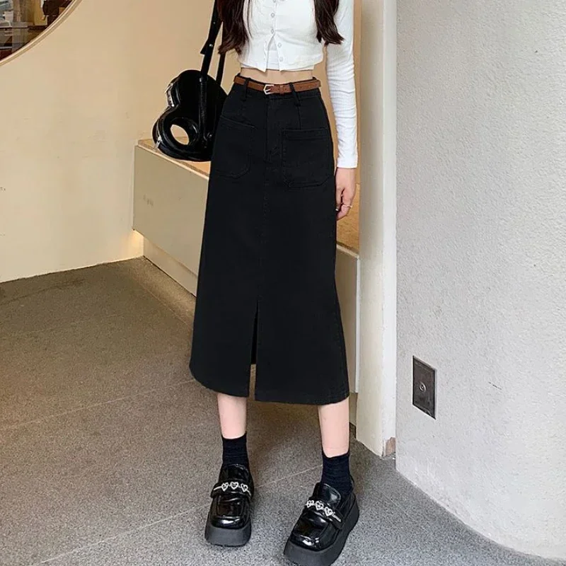 MLB korea■新作*cotton slit cargo long skirt Korean Slim Fit Cargo Long Skirt Women Fashion with Belt