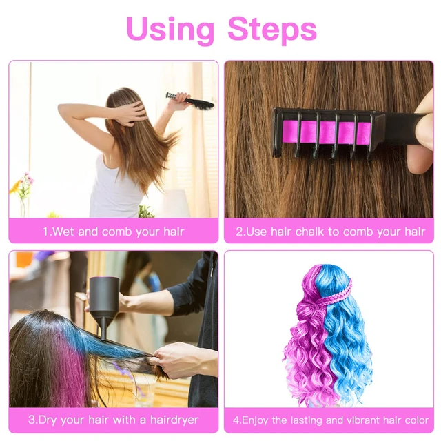 Hair Chalk for Kids,8 Colors Temporary Hair Chalk for Girls with Dark Hair  Blonde Hair Washable Non-Sticky,Vibrant Hair Color Makeup Kit for New Year  Birthday Party Cosplay DIY Chrismas, Gift for Kids