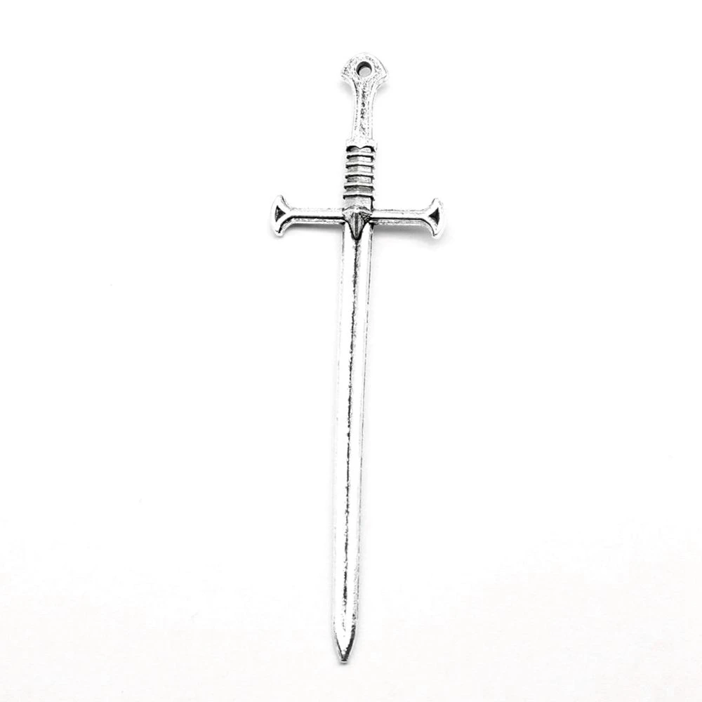 

Sword Charms Jewellery Making Pendants Findings For Diy Trendy Jewelry 22x80mm 2pcs Antique Silver Color