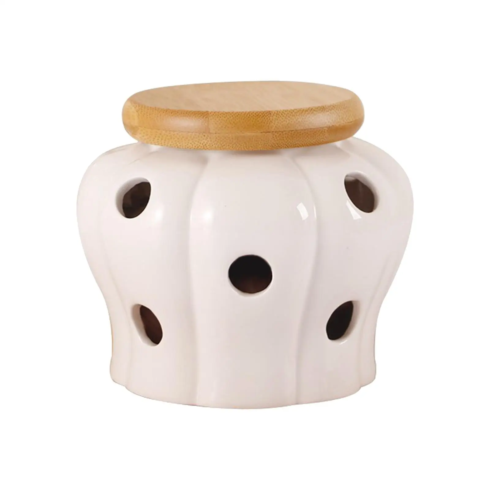 Creative Ceramic Storage Cans Garlic Ginger Storage Tank Jar Bamboo Cover Kitchen Organizer Tools Home Decoration Accessory