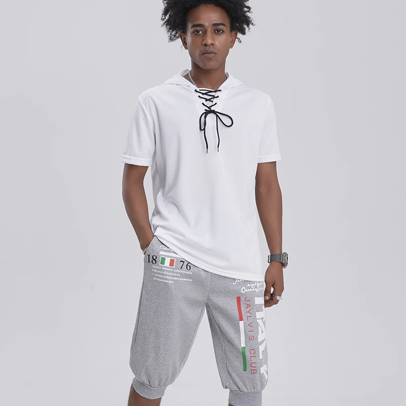 Mens Summer Shorts Elastic Drawstring Waist Lightweight Breathable Quick-Dry Sports Cropped Pants for Basketball Fitness Running 6