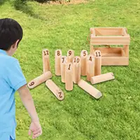 12PCS Numbered Pins Wooden Throwing Game  Throwing Bowling Premium Hardwood For Child-Parent Interactive Game Out-Indoor Lawn 1