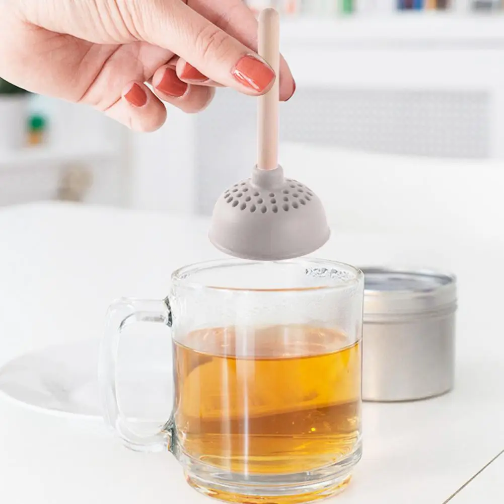 Tea Leaf Filter Toilet Pump Tea Infuser Infuser Durable Silicone Strainer with Handle Teaware for Home Kitchen Stainless