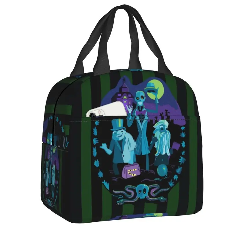 

Haunted Mansion Thermal Insulated Lunch Bag Women Portable Lunch Container for School Office Outdoor Storage Food Box