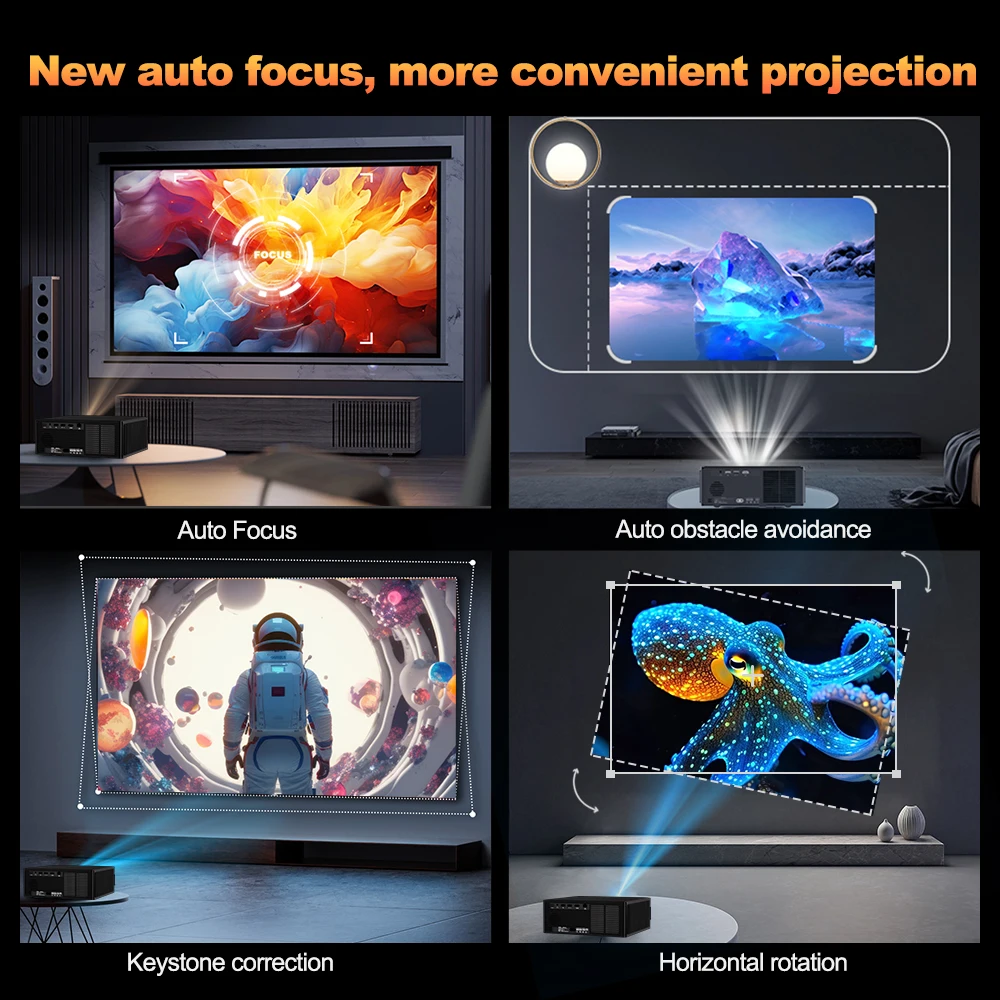 جهاز عرض فيديو DESS C4Pro 4k مزدوج واي فاي 1800Lum...