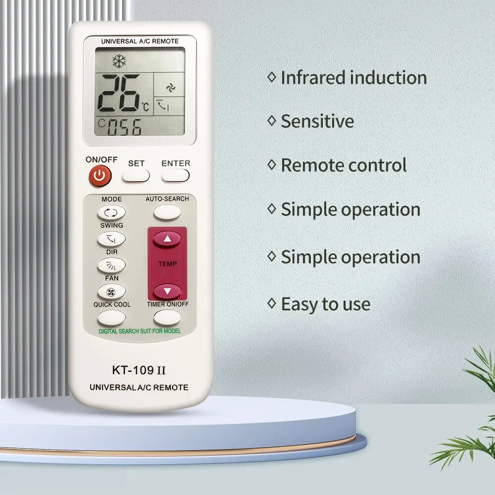 Universal Air Conditioner Remote Control with LCD Display and Base
