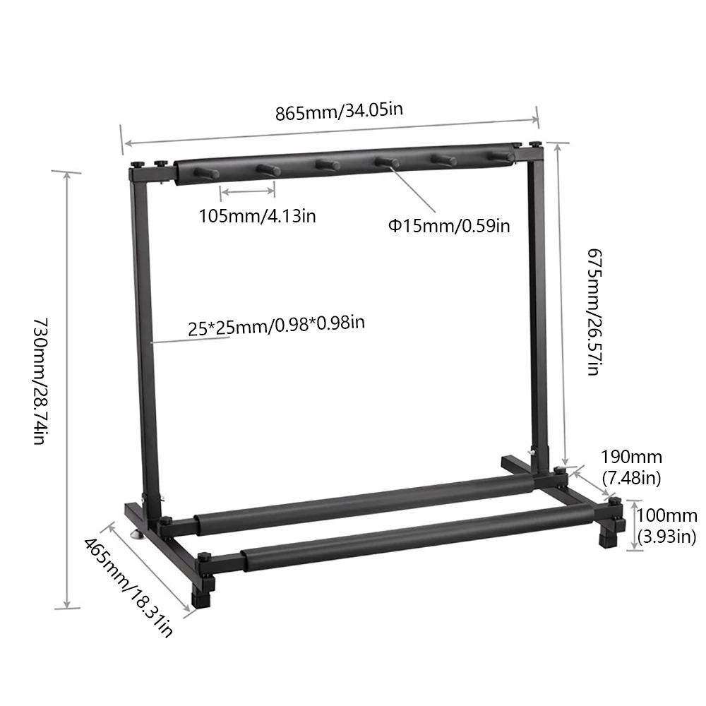 Supporto Chitarra 5 Scomparti Pieghevole - Nero Per Acustiche - Foto 8