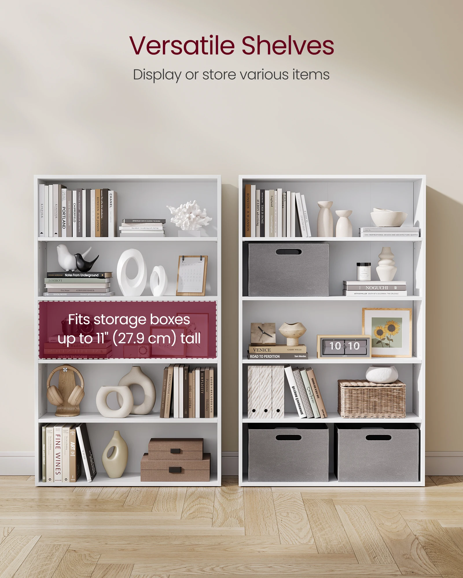 VASAGLE Bookshelf, 30 Inches Wide, 5-Tier Open Bookcase with Adjustable Storage Shelves, Floor Standing Unit 3