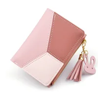 New Arrival Wallet Short Women Wallets Zipper Purse Patchwork Fashion Panelled Wallets Trendy Coin Purse Card Holder Leather 1
