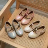Children Girls Leather Shoes White Princess High Heel Shoes For Kids Girls Performance Dress Student Show Dance Sandals 1