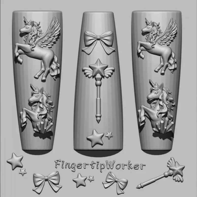 예술적인 3D 승마 머리 실리콘 몰드 네일 아트용 투명 엠보싱 몰드 보석 장