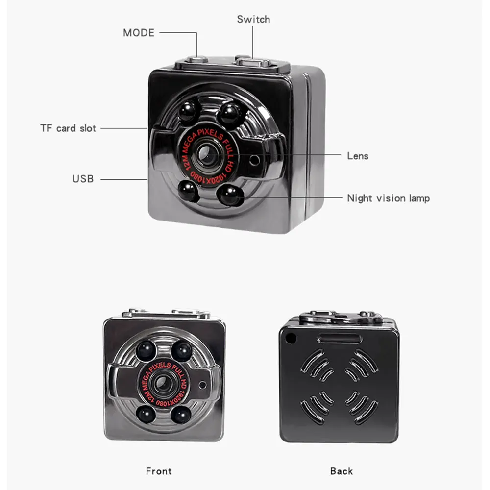 SQ 8 미니 카메라, HD 1080P 스마트 캠 센서, 나이트 비전 캠코더, 모션 DVR 마이크로 카메라, 야외 스포츠 DV 비디오 소형 카메라