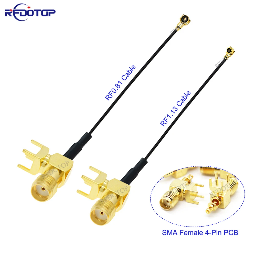 

10Pcs/Lot u.FL IPX IPEX1 / IPEX4 MHF4 Female to SMA Female 4Pin Right Angle PCB Pigtail WIFI Antenna Extension Cable Jumper