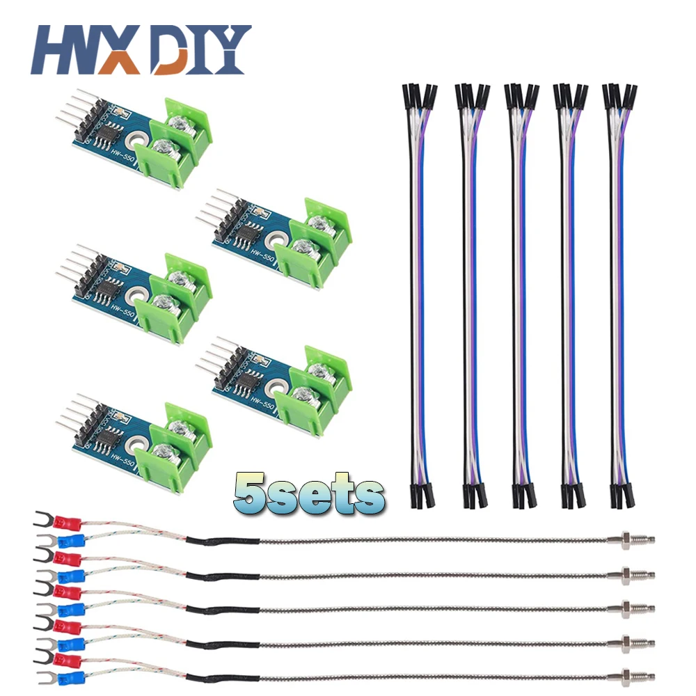 5Set Dc 5V Max6675 Modulo + Sensore Di Temperatura Termocoppia Tipo K M6 Per Arduino Raspberry Pi