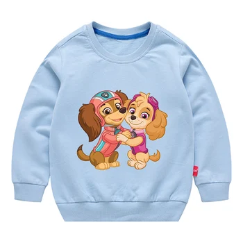 Paw Patrol Sweatshirt Cotton Kids Hoodies Cute Cartoon Crew Neck Tops Boys Girls Spring Holiday Party Clothes Long Sleved Tops 2