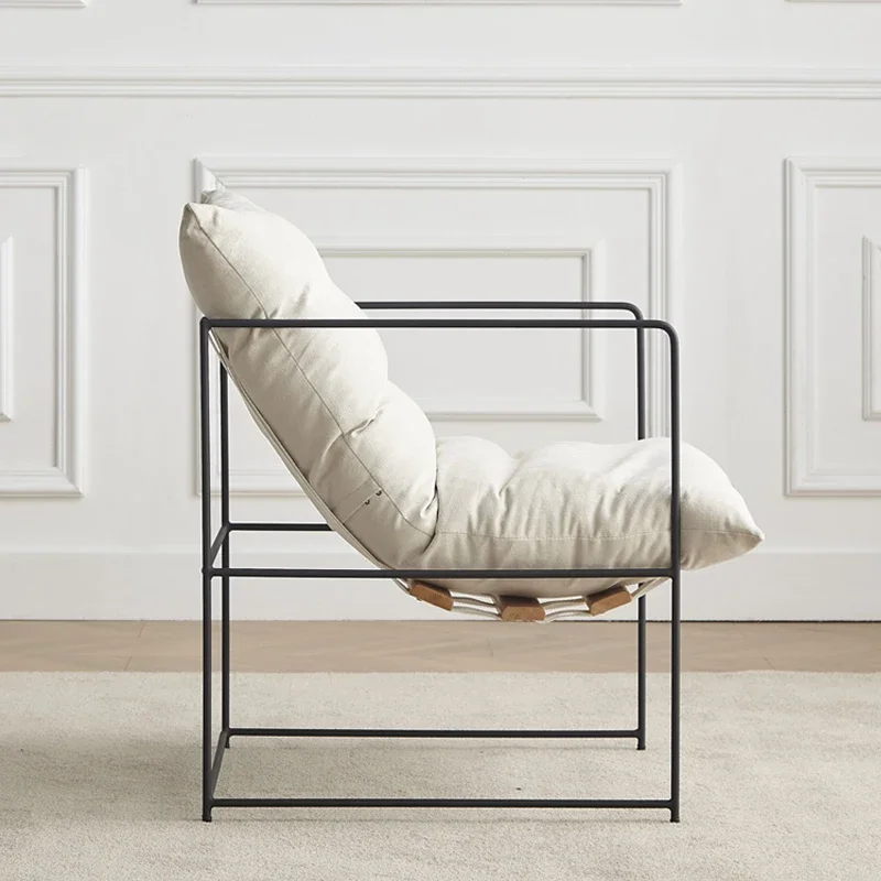 Nordic Single Sofa Chair Lazy Luxury Iron Dining Chair Modern Minimalist Designer Living Room Furniture Negotiation Dining