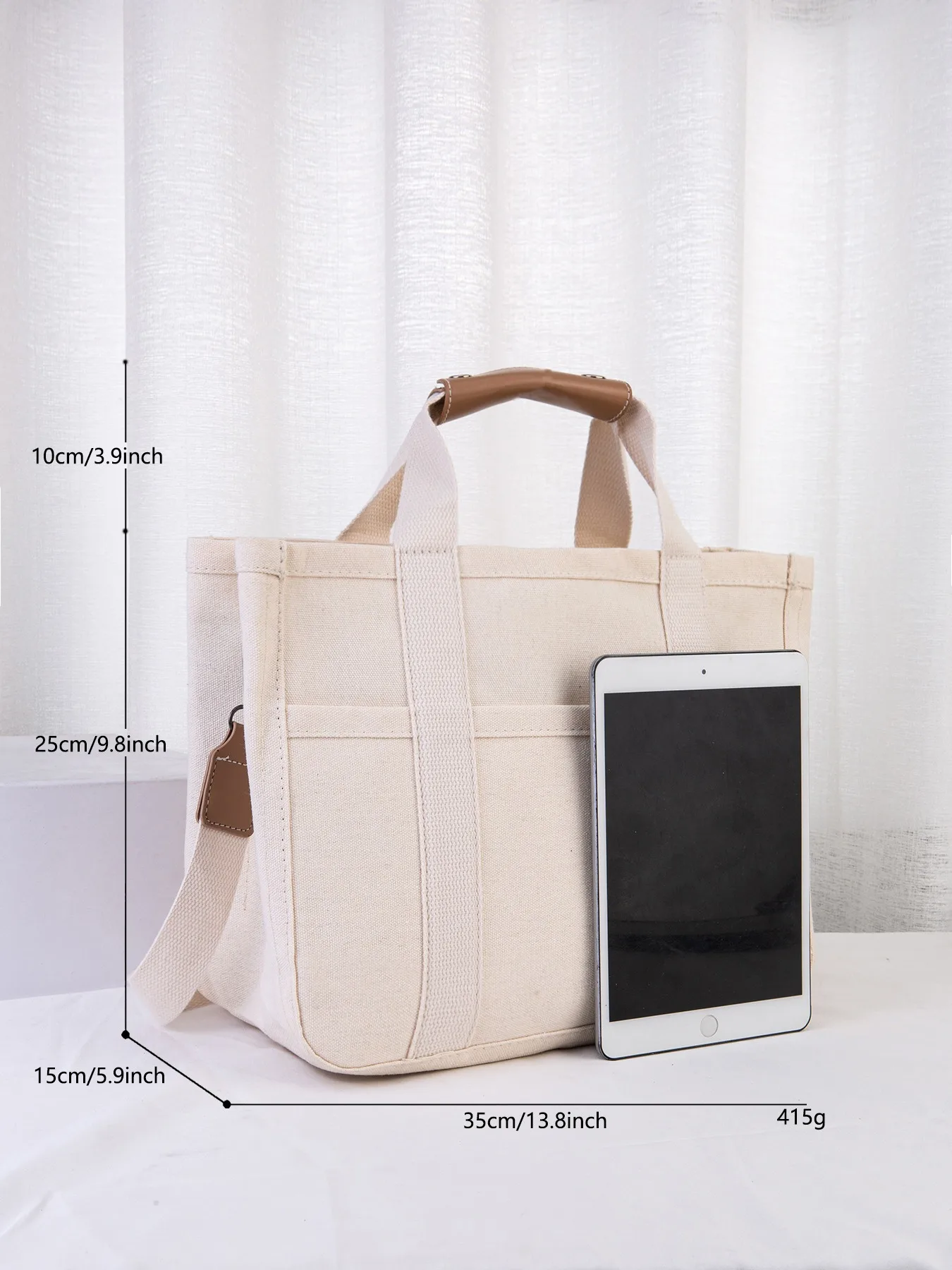 Canvas Tote Bag with Multi Pockets Crossbody Tote Bag for Women Trendy Shoulder Handbag with Compartments