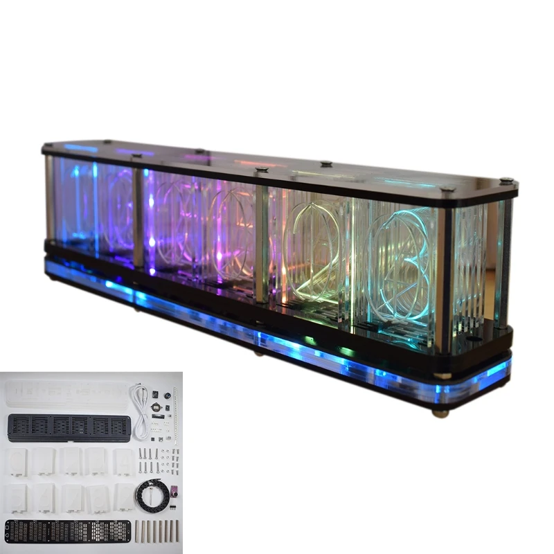 

RGB Glow LCD Time Photo Display DIY Tube Clock Simulation Desk Decoration