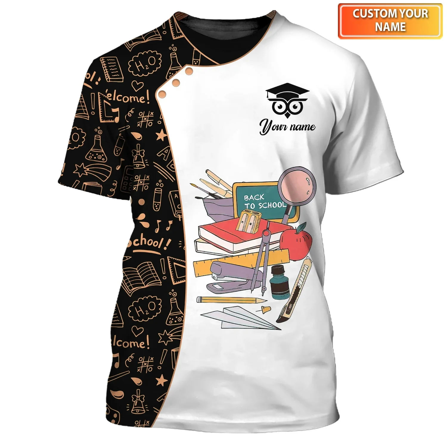 2025, Sommermode, Herren-T-Shirt, Lehrer, personalisierbar, 3D-gedruckt, Unisex-T-Shirt, Wissen, Baum, Bleistift, Bücher, Muster, T-Shirt DW184 – Detail 24