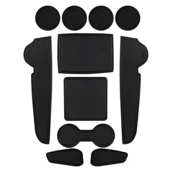 Dust - Proof Car Door Groove Mats with Cup Cushion and Gate Slot Accessories (Black)