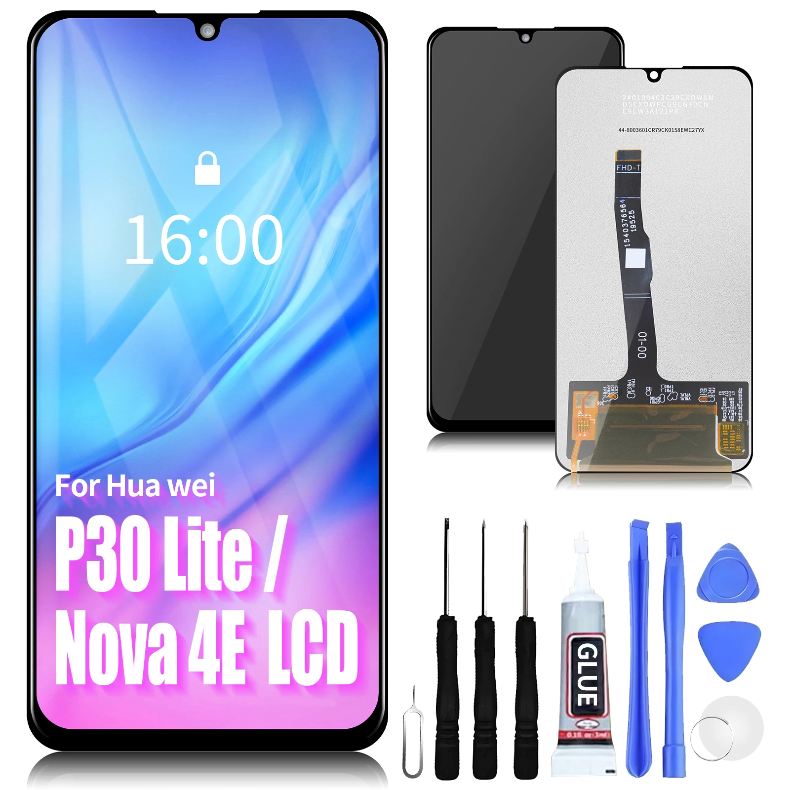 

6.15" For LCD Huawei P30 Lite MAR-LX1M, MAR-AL00, MAR-TL00 Display Touch Screen Digitizer Assembly For Nova 4E Replacement