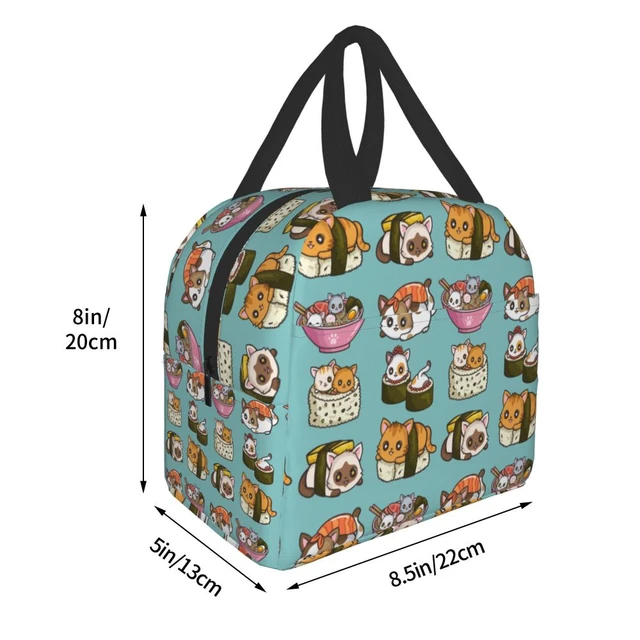 Japanese Anime Food Sushi Cat Lunch Bag Women Children Insulated Lunch Box  for Work School Custom