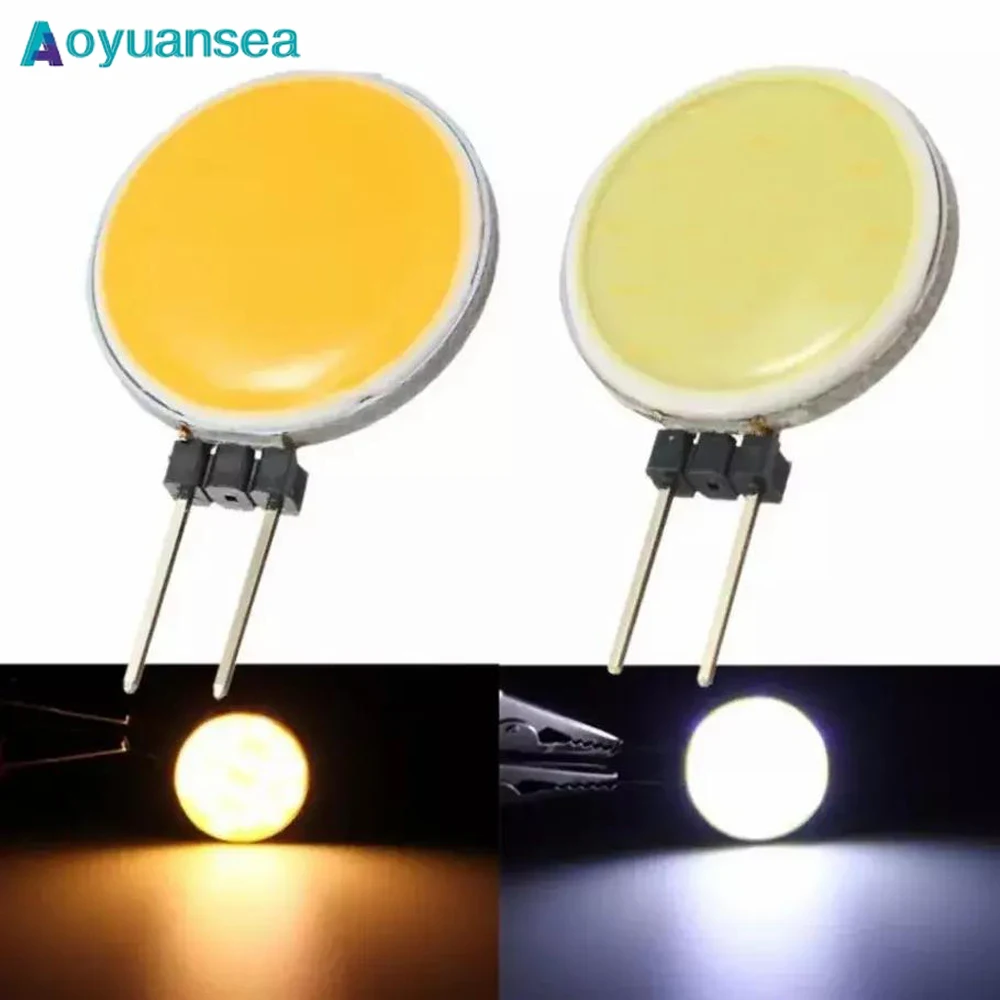 Aoyuansea LED 램프 조명 칩 스포트라이트 전구, 할로겐 교체 조명, 순수 따뜻한 흰색 조명 장식 램프, G4 COB, 1.5W, DC 12V, 5 개