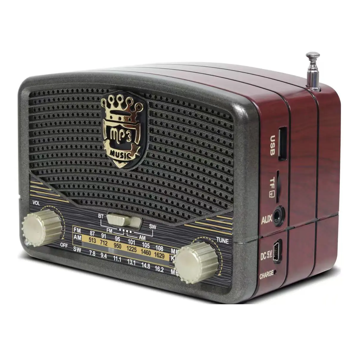 Luxury Design Wireless Bluetooth Speaker Vintage FM Radio Receiver