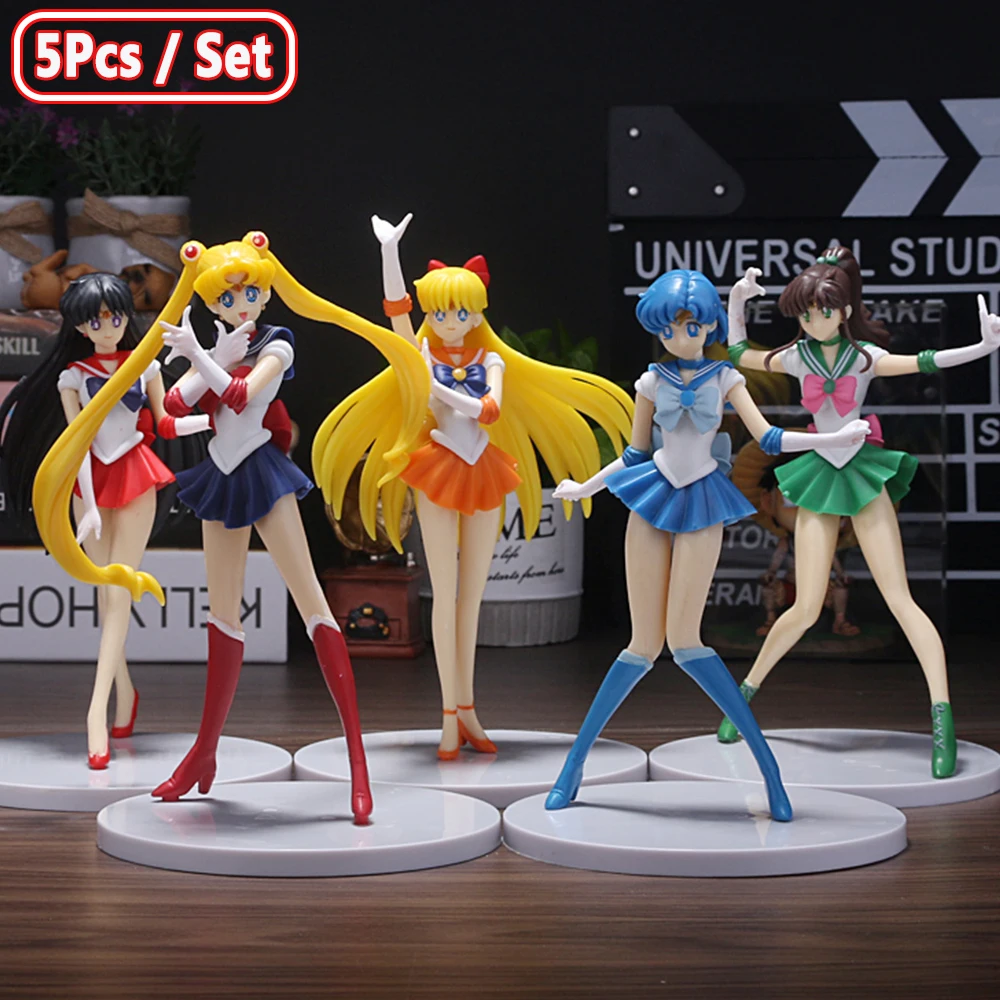 5pcs-Set Sailor Moon Anime Figure Mizuno Ami Tsukino Usagi Hino