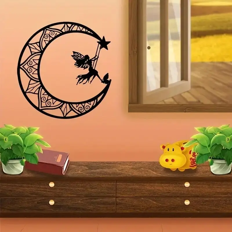 

Уникальный металлический черный силуэт ручная работа луна цветок и благородный сказочный дизайн для внутреннего и наружного декора