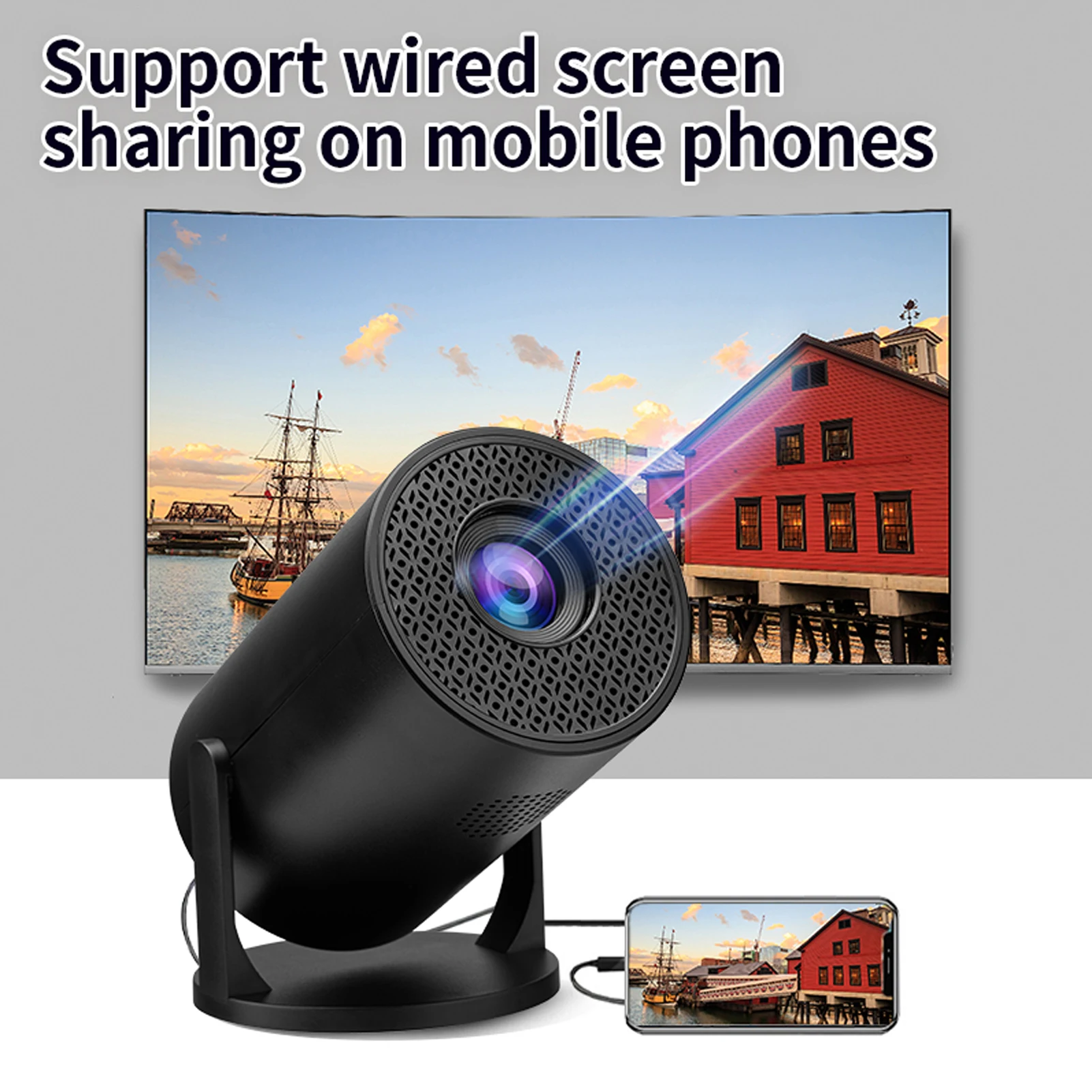 Video Projector Bluetooth Wireless Fidelity 1080P 270 Degree Adjustable USB TV Sticks Small Projector for Laptop PC Smartphone