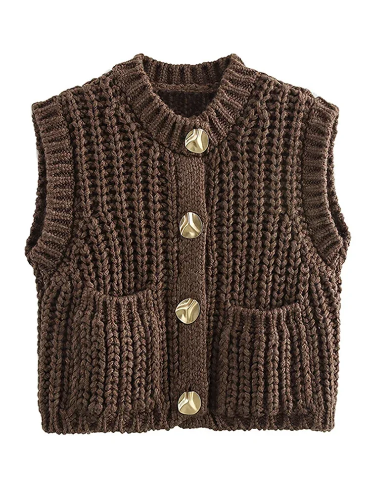 openyy【OPEN Yy】 CHUNKY KNIT VEST : BROWN Open YY - V-NECK KNIT VEST | HBX - Globally Curated Fashion