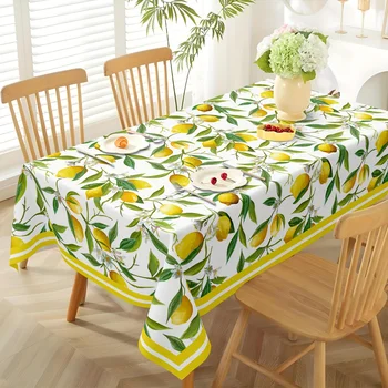 Tovaglia impermeabile rettangolare floreale giallo limone Decorazioni per la tavola da festa Tovaglia da pranzo per cucina in fattoria Decorazioni per matrimoni 1