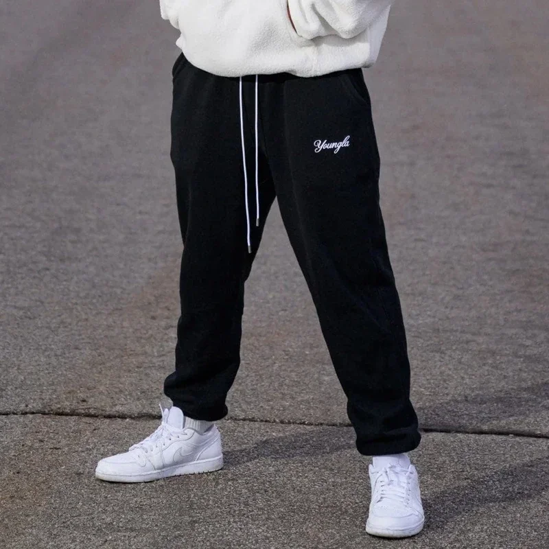 

Men's embroidered cotton Youngla sportswear, American style, casual fashion, sportswear, men's fitness pants