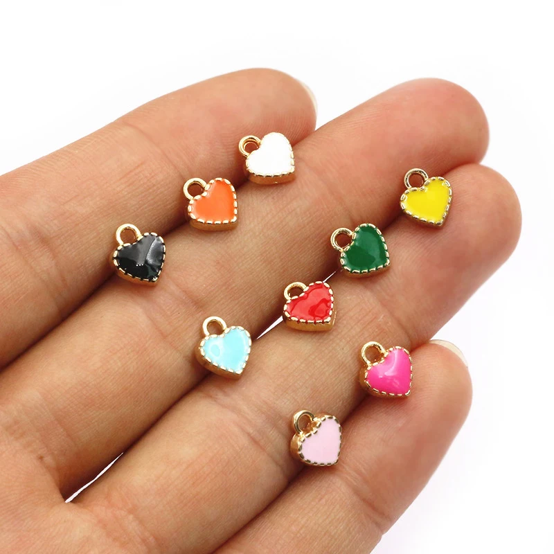 50pcs Colorful Heart Charms