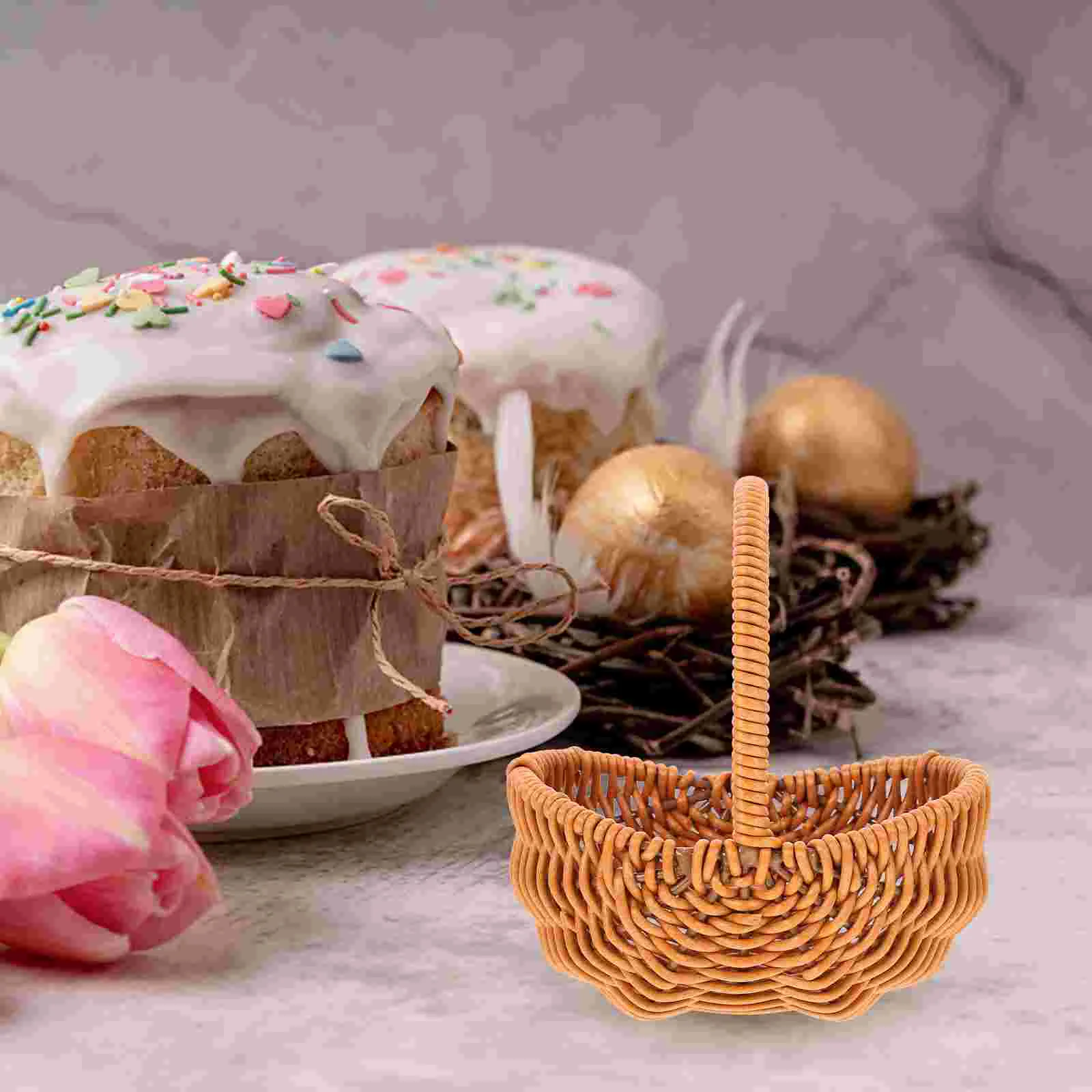 

Decorative Basket Flower Planting Basket Simulation Rattan Basket Desktop Decor