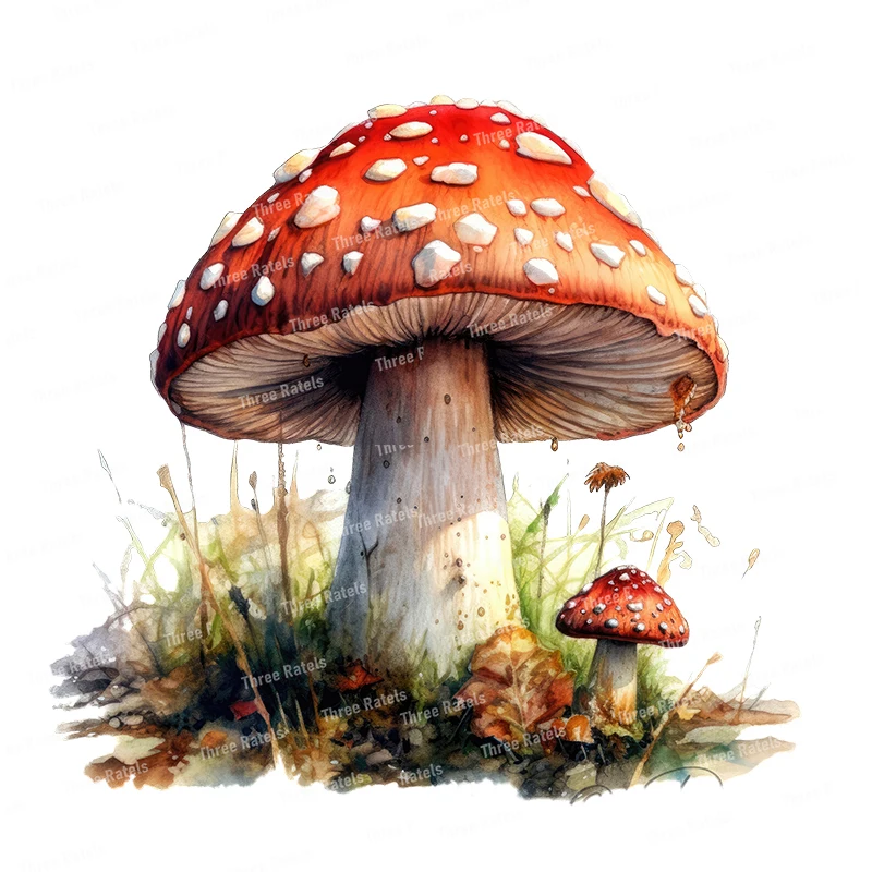 Three Ratels CF9 Cute wild mushroom watercolor cartoon stickers for children's bedroom wall stickers