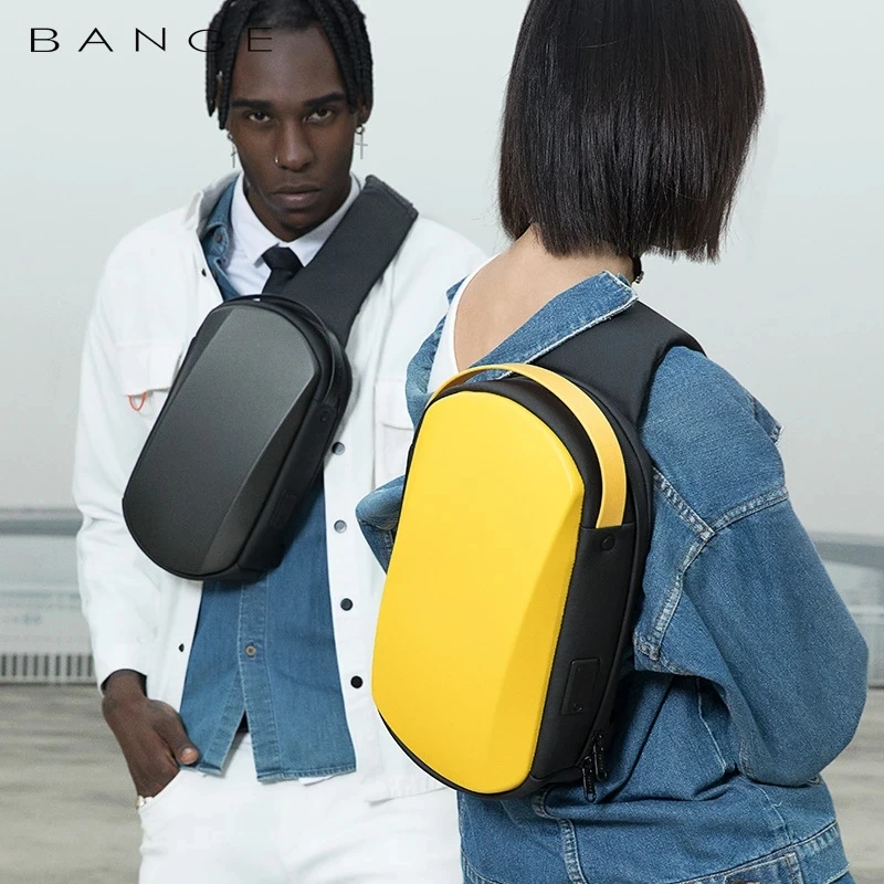 Waterproof Chest Bag Messenger Crossbody Bag with USB Charging for Men