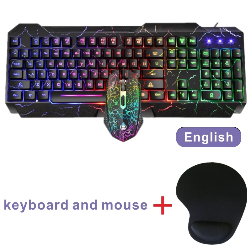 Gaming Keyboards Gamer Kit USB Wired RGB Backlit Mechanical Ergonomic Desktop Keyboard And Mouse For PC Computer Laptop Teclado 