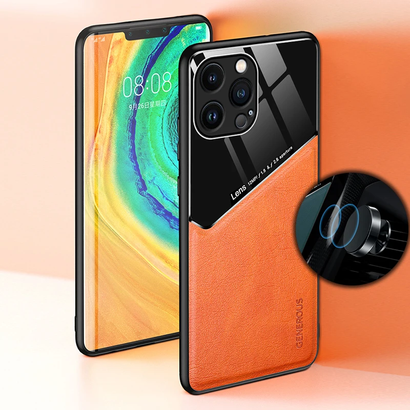 Per il iPhone 14 13 12 11 8 7 6 Pro Max XR XS P S SE Caso DELL'UNITÀ di elaborazione di Cuoio Della Copertura Magnetica di Vetro TPU Morbido Ultrasottile Borsette Anti-caduta Fundas_voghion.com