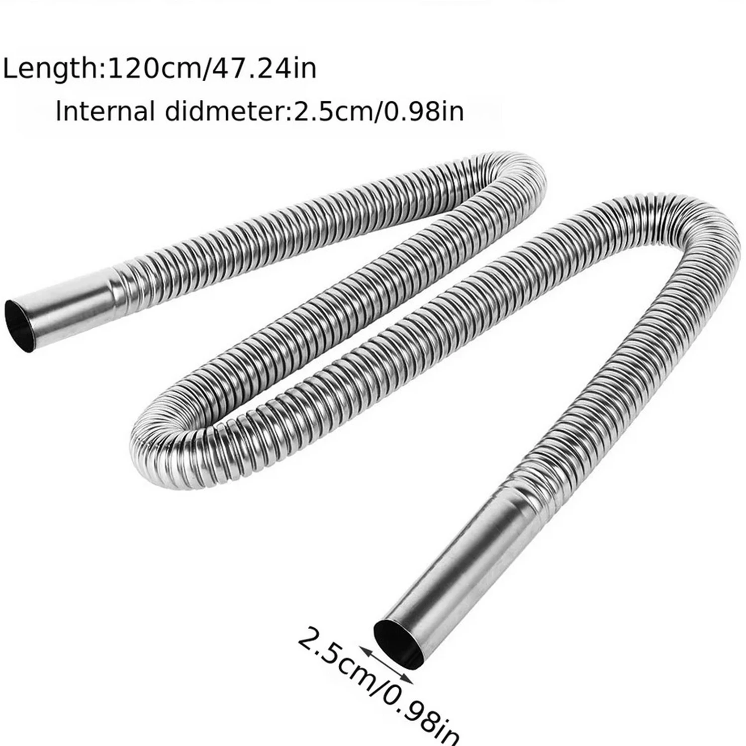 Stainless Steel Exhaust Hose 120/200cm for Generators Cars Fuel Tanks Diesel Heating and Mufflers-Durable and Heat-Resistant